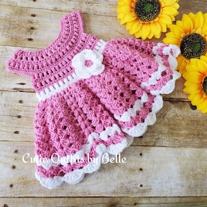 Modèle de robe de bébé au crochet, modèle de crochet presque gratuit, modèle de robe de bébé nouveau-né, modèle de robe de bébé uniquement, modèle, téléchargement immédiat image 3