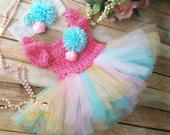 Gehäkeltes Babykleid, Kleid für Babys in 12 Monaten, Babykleid, Kleid für Mädchen, Geschenk zur Geburt, Outfit für die Heimreise