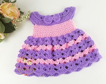 Modèle de robe de bébé au crochet, modèle de crochet presque gratuit, modèle de robe de bébé rose de 0 à 3 mois, modèle de robe uniquement, téléchargement instantané au crochet