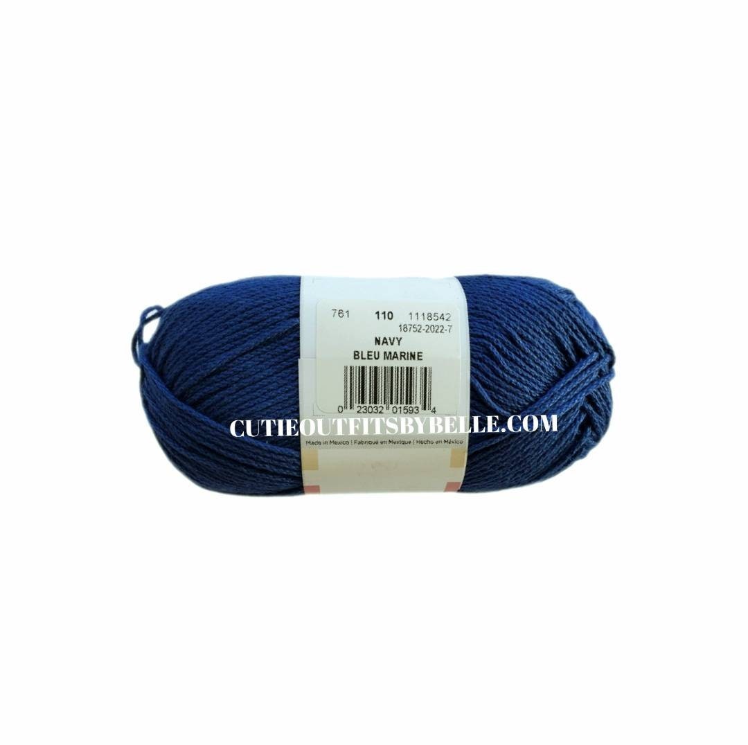 Lion Brand Navy Mercerized Cotton Yarn: 24/7 Worsted Weight - Etsy