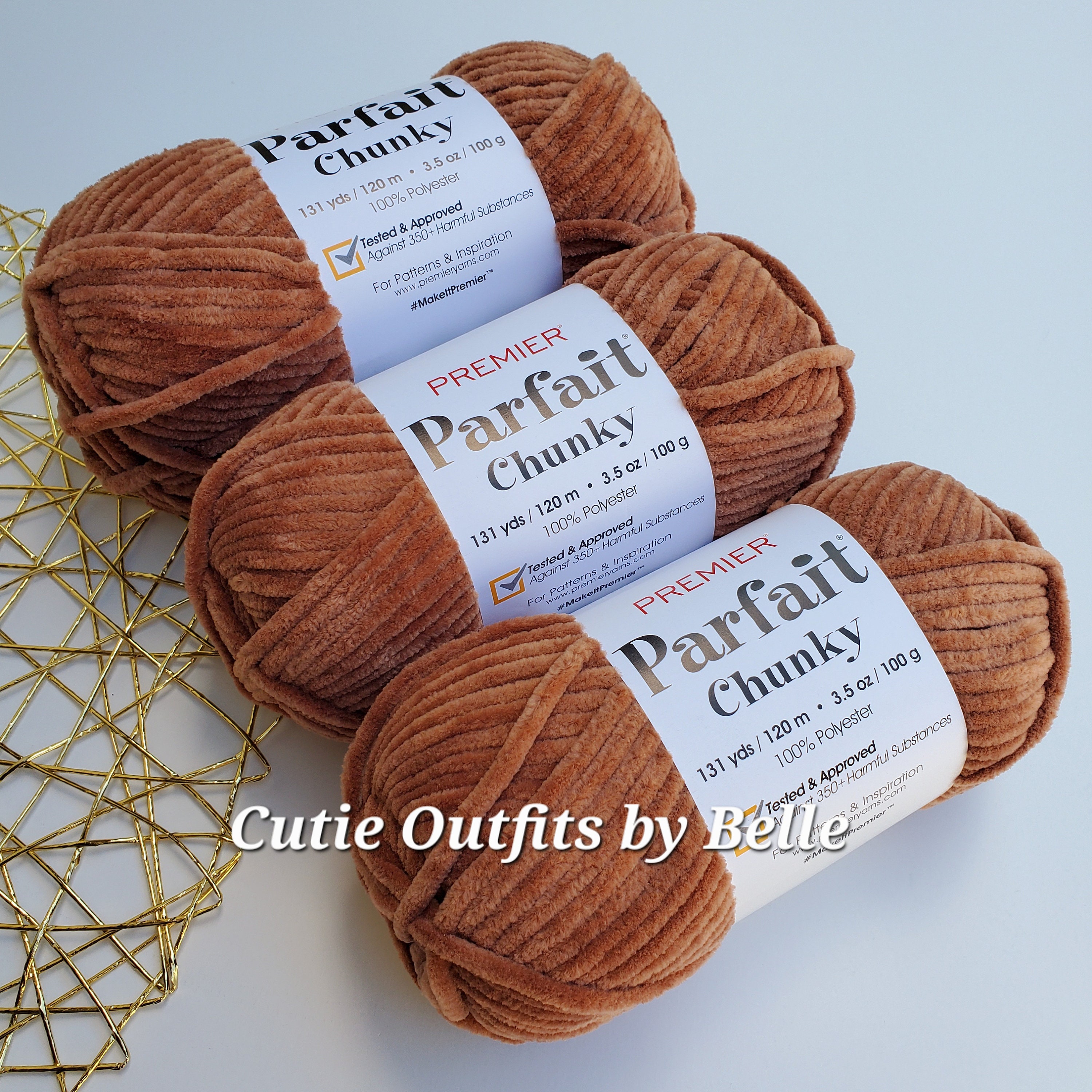 3 SKEINS Premier PARFAIT Chunky Yarn, Teddy Bear, More