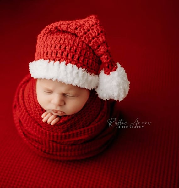 Baby Christmas Hat Christmas Hat Crochet Baby Hat Newborn Photo Prop Baby Boy Santa Baby Girl Santa Long Tail Hat Photo Prop Navidad Etsy UK