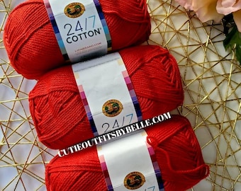 Lion Brand Yarn, 24/7 Cotton Yarn Denim Color, Mercerized Cotton Yarn,  Natural Fiber Yarns, Crochet Yarn, Knitting Yarn, Weaving Yarn 