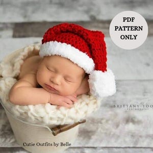 CROCHET PATTERN, Crochet Christmas Baby Hat, PDF Digital Pattern, Newborn and 0-3 Months Crochet Hat Pattern, Instant Download, Easy