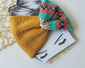 Mixed Knitted Headwrap, Twisted Turban Headband, Knit Ear Warmer