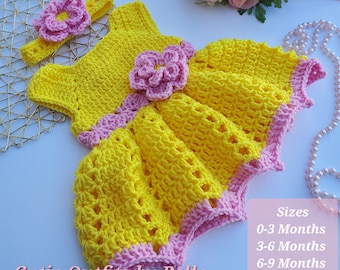 Crochet Baby Dress PATTERN 0-3 Months 3-6 Months 6-9 Months 9-12 Months, Almost Free Crochet Pattern, Crochet Pattern, Instant Download