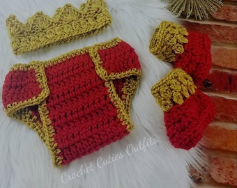 Ensemble bébé roi au crochet : ensemble prince nouveau-né, accessoire photo