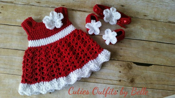 Red Crochet Baby Dress Set: Handmade Newborn Outfit