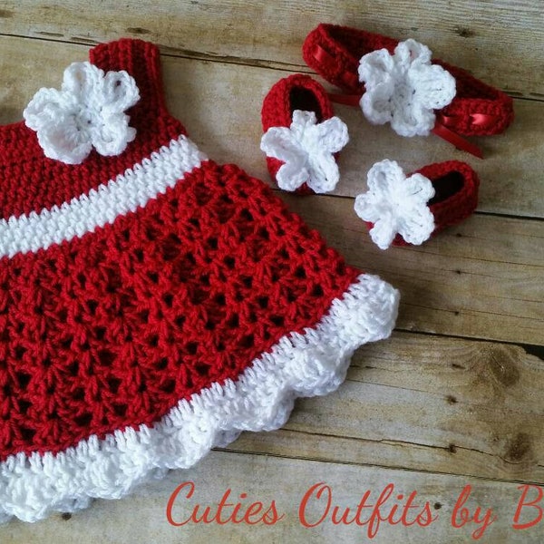 Red Crochet Baby Set Infant Baby Dress, Handmade Baby Girl Gift, Newborn Baby Dress, Baby Shower Gift, Infant Girl Dress, Coming Home