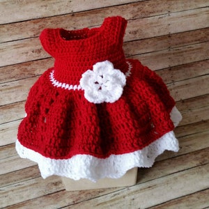 Red Crochet Baby Dress, Infant Baby Dress, Handmade Baby Girl Gift, Newborn Baby Dress, Baby Shower Gift, Infant, Dress and Headband