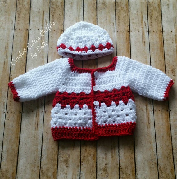 Crochet Baby Sweater Hat Set: Newborn Outfit, Unisex 0-3 Months