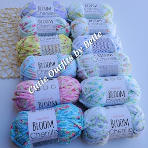 Premier CHENILLE BLOOM Yarn, Crochet Bulky Yarn, Crochet Plushies Yarn, Soft Yarn for Amigurumis