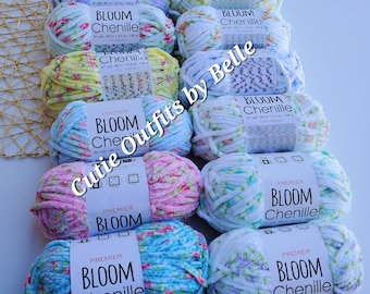 Premier CHENILLE BLOOM Yarn, Crochet Bulky Yarn, Crochet Plushies Yarn, Soft Yarn for Amigurumis