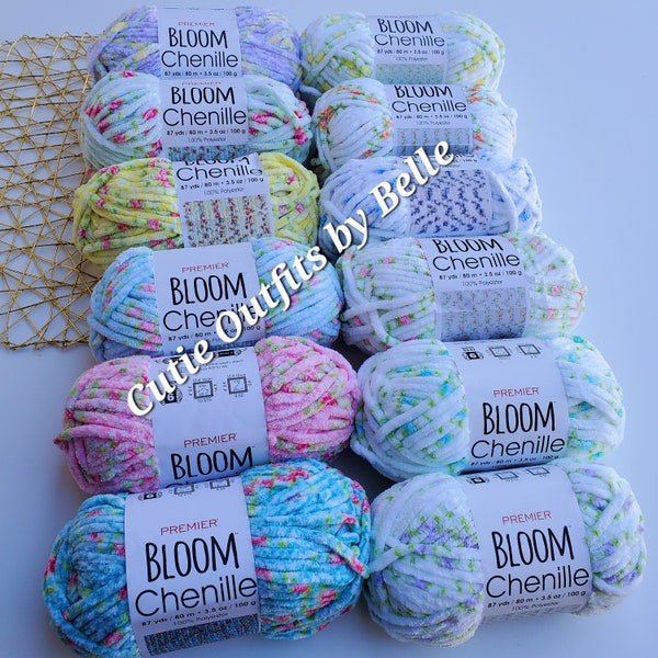 Premier CHENILLE BLOOM Yarn, Crochet Bulky Yarn, Crochet Plushies Yarn, Soft Yarn for Amigurumis