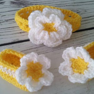 Yellow and White Baby Girl Crochet Dress With Headband & - Etsy