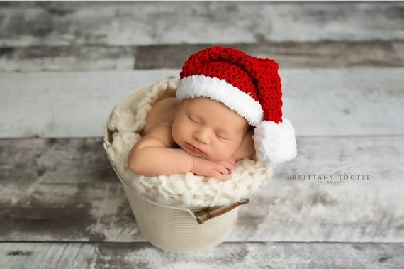 Bonnet de Noel bébé, Bonnet de Noël, Bonnet bébé au crochet, accessoire  photo nouveau-né, père Noël bébé garçon, père Noël petite fille, bonnet  longue queue, accessoire photo père Noël -  France