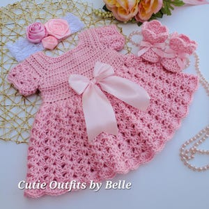 Pink Crochet Baby Dress, Infant Baby Dress, Handmade Baby Girl Gift, Newborn Baby Dress, Baby Shower Gift, Girl Dress, Baby Gift