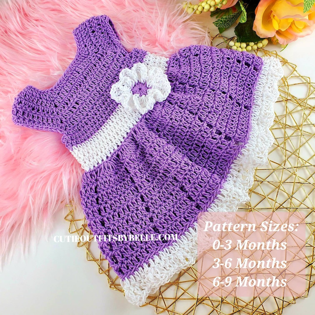 Field of Violets Crochet Baby Dress Pattern PDF Pattern Instant