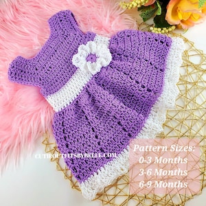Field of Violets Crochet Baby Dress Pattern, PDF Pattern Instant Download, 0-3 Months Crochet Patte, 3-6 Months Pattern, 6-9 Months Pattern