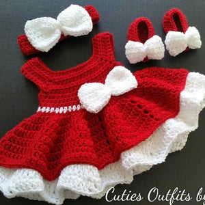 Crochet Baby Dress, Red Baby Dress, Handmade Baby Headband, Newborn Baby Outfit, Baby Shower Gift, Infant Girl Dress, Coming Home Outfit