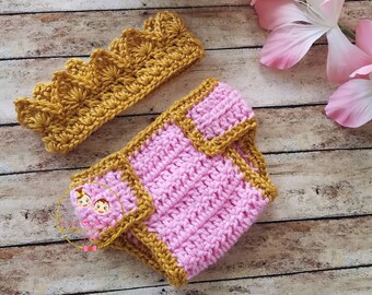 Baby Girl Outfit, Newborn Baby Girl Set, Newborn Outfit, Crochet Baby Princess Crochet Set, Newborn Photo Prop Set, Baby Girl Clothes, Pink