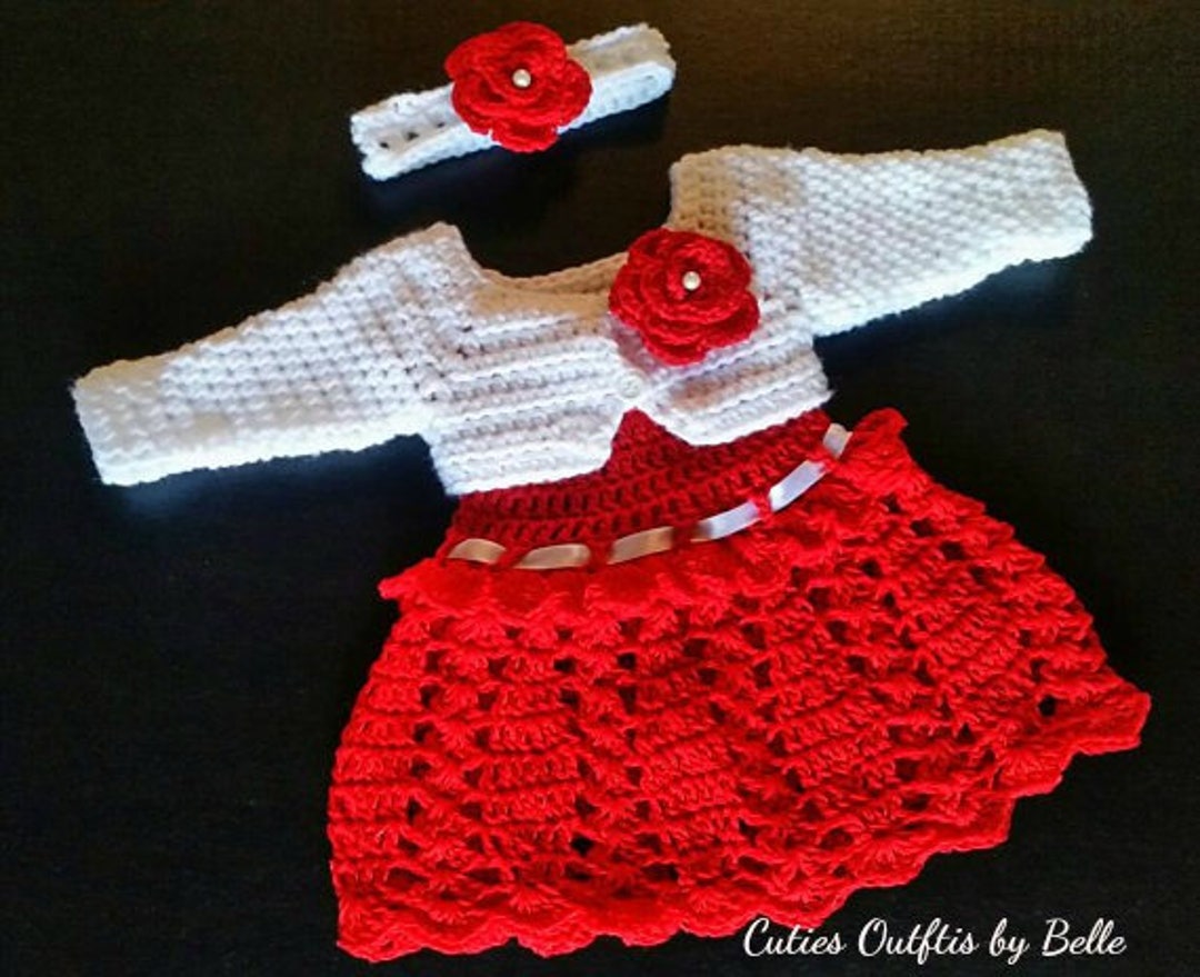 Cotton Crochet Baby Dress Red Baby Dress Baby Outfit - Etsy