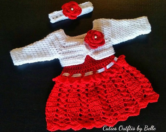 Baby boy Winter Dress in Crochet Stuff In Red Color