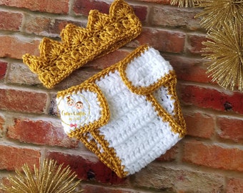 Baby Boy Outfit, Newborn Baby Boy, Newborn Infant Outfit, Crochet Baby King, Crochet Prince Set, Newborn Photo Prop Set, Baby Boy Clothes