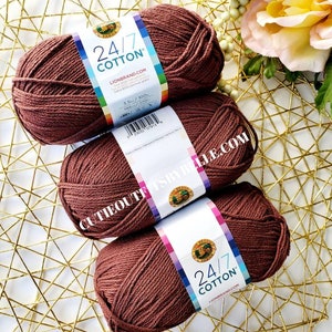 Lion Brand Coffee Beans Cotton Yarn: Mercerized 4 Worsted Weight