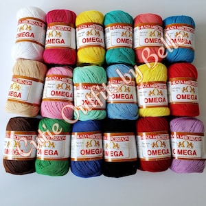 100% Mercerized Cotton Yarn, Omega Cotton Yarn No 6, Omega Crochet Thread, Soft Crochet Knitting Yarn, Hilaza de Algodon, Hilazas Omega, New