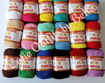 100% Mercerized Cotton Yarn, Omega Cotton Yarn No 6, Omega Crochet Thread, Soft Crochet Knitting Yarn, Hilaza de Algodon, Hilazas Omega, New