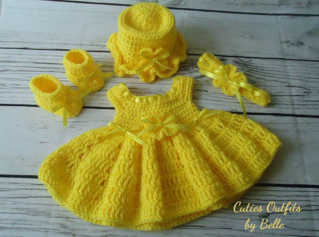 5Pc Set For New Born Baby Boy/Girl In Dotted Design Yellow Color