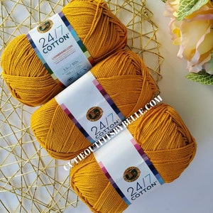 Fil de marque Lion, fil de coton 24h/24, 7j/7, couleur verge d'or, fil de coton mercerisé, fils de fibres naturelles, fil à crocheter, fil à tricoter, fil à tisser