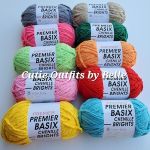 Premier Basix Chenille BRIGHTS, Chunky Yarn, Crochet Plushies Yarn, Chenille Yarn