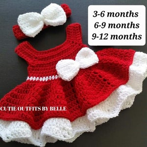 Patron de robe de bébé au crochet 3-6 mois 6-9 mois 9-12 mois, modèle de crochet presque gratuit, modèle de crochet, téléchargement immédiat image 1