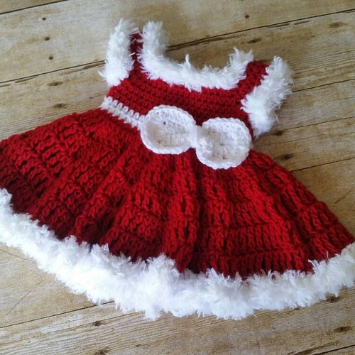 crochet christmas dress Crocheted Sweetie Dress with Snowflake Detail
