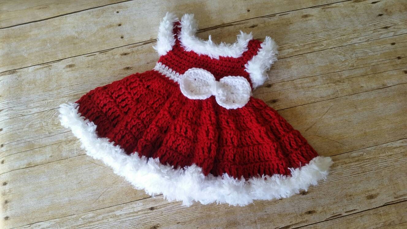 Baby Dress Crochet Baby Dress Red Baby Dress Christmas Baby Dress Baby Shower Gift Infant Dress Baby Photo Prop Vestido de Bebe Nina