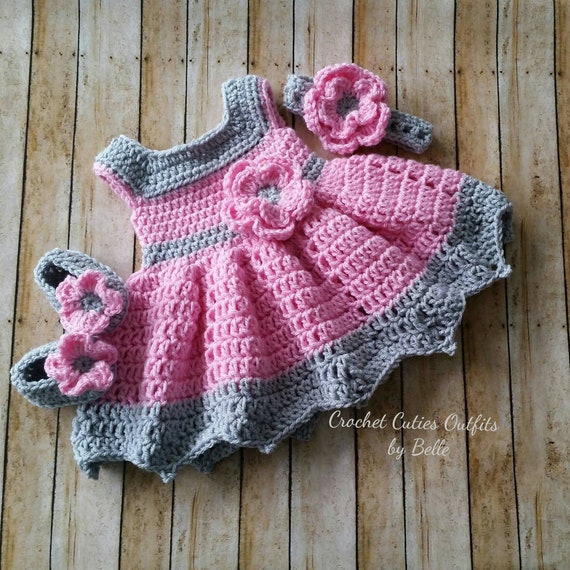3 Pc Crochet Robe De Bebe Robe Bebe Bebe Robe De Bebe Robe Etsy France