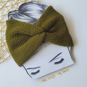 Knitted Headwrap, Twisted Headwrap, Gifts for Women, Knit Earwarmer, Turban Headband, Headwarmer, Women Accessories, Olive Headwrap, Solid