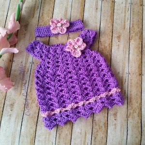 Crochet Baby Dress Pattern Newborn Outfit Baby Girl Clothes Crochet Baby Dress Digital Download Pattern PDF Pattern Purple Crochet Baby