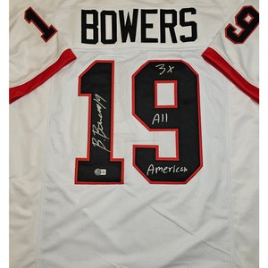 Brock Bowers Georgia Bulldogs White Custom Jersey With 3x All american Inscription Etsy