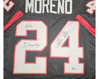 Knowshon Moreno Autographed Georgia Black Custom Style Jersey w/ Go Dawgs Inscription Beckett Authentication