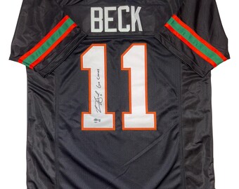 Carson Beck Miami Hurricanes Autographed Black Custom #11 Jersey Beckett Certificate of Authenticity w Go Canes Inscription