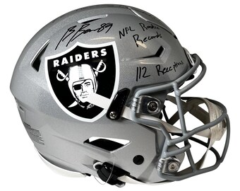 Brock Bowers Autographed Las Vegas Raiders Full Size Authentic Flex Helmet w NFL Records Inscription Beckett Authentication | Gifts