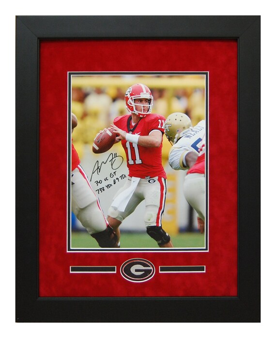 Premium Custom Frame Job with Suede Mat and Beckett COA Terry Godwin Autographed Georgia Bulldogs 8x10 Photo vs Notre Dame