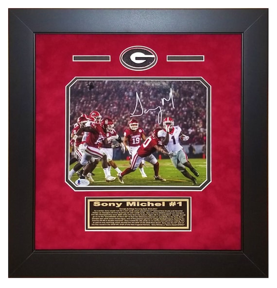 Premium Custom Frame Job with Suede Mat and Beckett COA Terry Godwin Autographed Georgia Bulldogs 8x10 Photo vs Notre Dame
