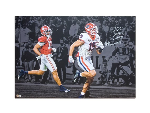 Brock Bowers Georgia Bulldogs Autographed 20x30 Canvas Beckett 