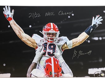 Brock Bowers Georgia Bulldogs Autographed 36x24 Canvas Beckett Certificate of Authenticity National Champs Inscription