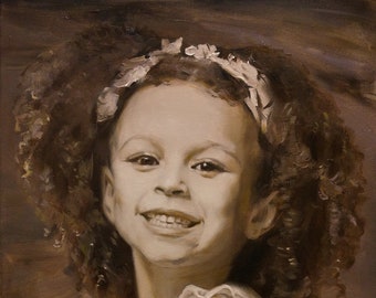 Commission portrait on canvas, Custom child portrait painting from photo, art commission, mother's day gift, gift for mom, custom gift