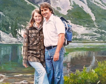 Custom Oil Painting From Old Photo Commission Couple Portrait on Canvas Landscape art Handmade Gift for Parents